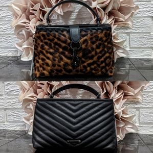 NWT Rebecca Minkoff Edie leopard haircalf satchel